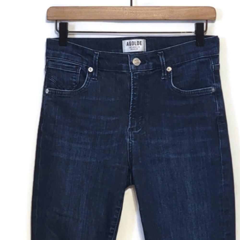 AGOLDE Sophie High Rise Crop Skinny Jeans Dark Wash Blue Size 27 Chic Trendy - Picture 3 of 15